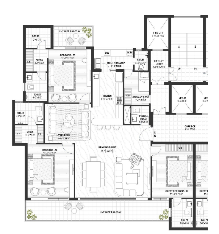 3+1 BHK FLOOR PLAN ANANTA AVANZA